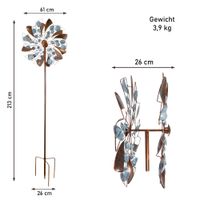 Windrad Fancy mit 2 gegenläufigen Propellern, Gartendeko, Windspiel 213 cm hoch