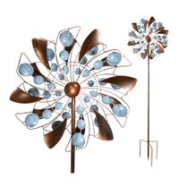 Windrad Fancy mit 2 gegenläufigen Propellern, Gartendeko, Windspiel 213 cm hoch
