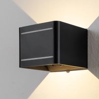 Akku-LED-Sensorwandleuchte, Schwarz - ca. 10 x 10 x 8 cm