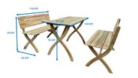 Picknick-Set mit Tisch und 2 Bänken, ca. 110 x 57 x 75 cm (Tisch) – Naturbelassen