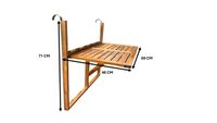 Klappbarer Balkon-Hängetisch aus FSC Akazienholz, ca. 69 x 71 x 46 cm - Natürlicher Holzton