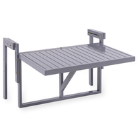 Klappbarer Balkon-Hängetisch aus FSC-zertifiziertem Akazienholz, ca. 64 x 76 x 51 cm – Hellgrau