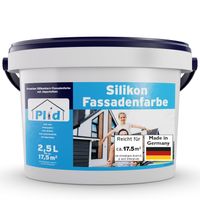 Silikon Fassadenfarbe Weiß Außen matt 2,5L für 17,5m² / Putz, Beton, Mauerwerk