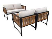 11 tlg. Outdoor Sitzgruppe aus Akazienholz - Beige