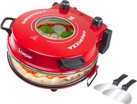 Beper P101CUD301 Pizzaofen, 400°C, 31 cm Keramikplatte, 5 Kochstufen, 15-Minuten-Timer, Edelstahl