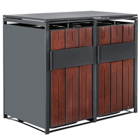 2er Mülltonnenbox aus Stahl, ca. 132 x 80 x 116 cm - Anthrazit