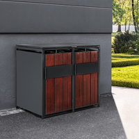 2er Mülltonnenbox aus Stahl, ca. 132 x 80 x 116 cm - Anthrazit