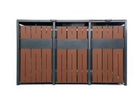 3er Mülltonnenbox aus Stahl, ca. 198,5 x 80 x 116 cm - Anthrazit