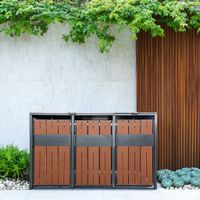 3er Mülltonnenbox für max. 3x 240 L Mülltonnen aus Stahl - Anthrazit