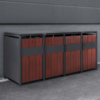 4er Mülltonnenbox aus Stahl, ca. 265 x 80 x 116 cm - Anthrazit