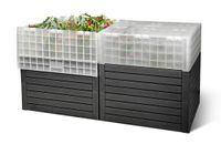 Hochbeet mit Frühbeetaufsatz  in Lattenoptik aus Polypropylen, ca. 156 x 79 x 81 cm - Anthrazit