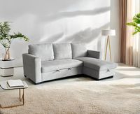 Ecksofa, reversibel links/rechts, ca. 220 x 147 x 86 cm - Hellgrau