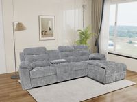 Relax-Ecksofa mit Multifunktionstisch, ca. 285 x 158 x 101 cm - Grau