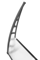Hauseingang Vordach aus Aluminium Rahmen 100 cm x240 cm transparent (mit mitlere Aluminium Stange)