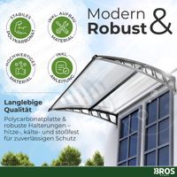 Hauseingang Vordach aus Aluminium Rahmen 100 cm x240 cm transparent (mit mitlere Aluminium Stange)