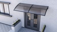 Hauseingang Vordach aus Aluminium Rahmen 100 cm x120 cm transparent (mit mittlere Aluminium Stange)