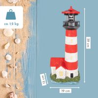 Leuchtturm mit Solarlicht und LED-Leuchtfeuer, Gartendeko 39 cm hoch