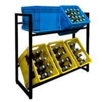 Getränkekistenregal für 6 Kisten aus pulverbeschichtetem Stahl, ca. 104 x 33 x 84 cm – Schwarz