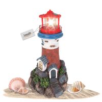 Leuchtturm mit Solarlicht und rotierendem Leuchtfeuer, Gartendeko 43 cm hoch