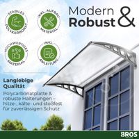 BROSPLAST Hauseingang Vordach aus Aluminium Rahmen 70 cm x120 cm transparent