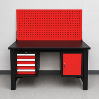 Werkbank mit 3 Schubladen, 1 Tür und Lochrückwand, 150 x 75 x 80 cm 