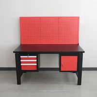 Werkbank mit 3 Schubladen, 1 Tür und Lochrückwand, 150 x 75 x 80 cm 
