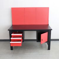 Werkbank mit 3 Schubladen, 1 Tür und Lochrückwand, 150 x 75 x 80 cm 