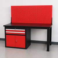 Werkbank mit 2 Schubladen, 2 Türen und Lochrückwand,  150 x 75 x 80 cm 