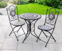 3.tlg Sitzgruppe Mosaik mit Tisch Ø 60 cm & 2 Stühlen ORIENT - Mehrfarbig