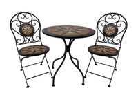 3.tlg Sitzgruppe Mosaik mit Tisch Ø 60 cm & 2 Stühlen STERN - Mehrfarbig