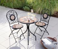 3.tlg Sitzgruppe Mosaik mit Tisch Ø 60 cm & 2 Stühlen STERN - Mehrfarbig