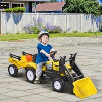 HOMCOM Trettraktor mit Anhänger Tretauto Traktor und Anhänger Kinder