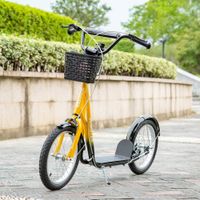 HOMCOM Kinder Roller Höhenverstellbar Tretroller mit groß Gummirädern, 2 Bremsen