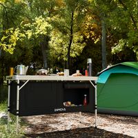 Campingküche faltbar, Outdoorküche höhenverstellbar, mit Arbeitsplatte, Staufächer, Tragetasche