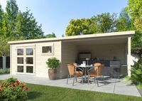 Palmako Holz Gartenhaus Linn 10,5+8,7 m² naturbelassen