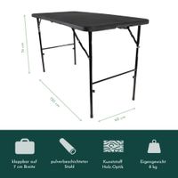 Klapptisch in Holz-Optik, Balkontisch mit Tischplatte 120 x 60 cm (L x B)
