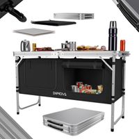 Campingküche faltbar, Grillfläche, Outdoor höhenverstellbar, Arbeitsplatte, Staufach, Tragetasche