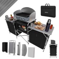 Campingküche faltbar, Grillfläche, Outdoor höhenverstellbar, Arbeitsplatte, Staufach, Tragetasche