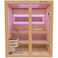 Finnische Sauna TOFINO 160x150 Kabine aus Hemlock Tannenholz mit 4,5 kW Harvia Ofen