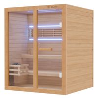 Finnische Sauna TOFINO 160x150 Kabine aus Hemlock Tannenholz mit 4,5 kW Harvia Ofen