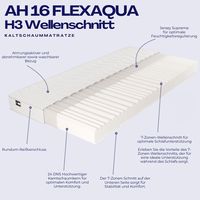 AH16 FlexAqua Kaltschaummatratze H3, 7-Zonen Wellenschnitt – 16 cm Höhe 