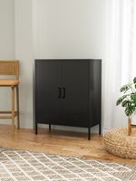 Metall-Aufbewahrungsschrank Sideboard mit zwei Türen, ca. 101,5 x 80 x 40 cm - Schwarz