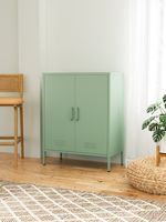 Metall-Aufbewahrungsschrank Sideboard mit zwei Türen, ca. 101,5 x 80 x 40 cm - Sage