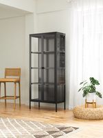 Vitrinenschrank aus Metall mit klaren Glastüren, ca. 180 x 80 x 35 cm - Schwarz