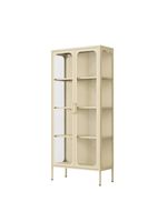 Vitrinenschrank aus Metall mit klaren Glastüren, ca. 180 x 80 x 40 cm - Creme