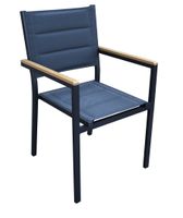 5-tlg. Alu-Sitzgruppe mit Ausziehtisch & 4 Stapelstühlen – Schwarz/Braun