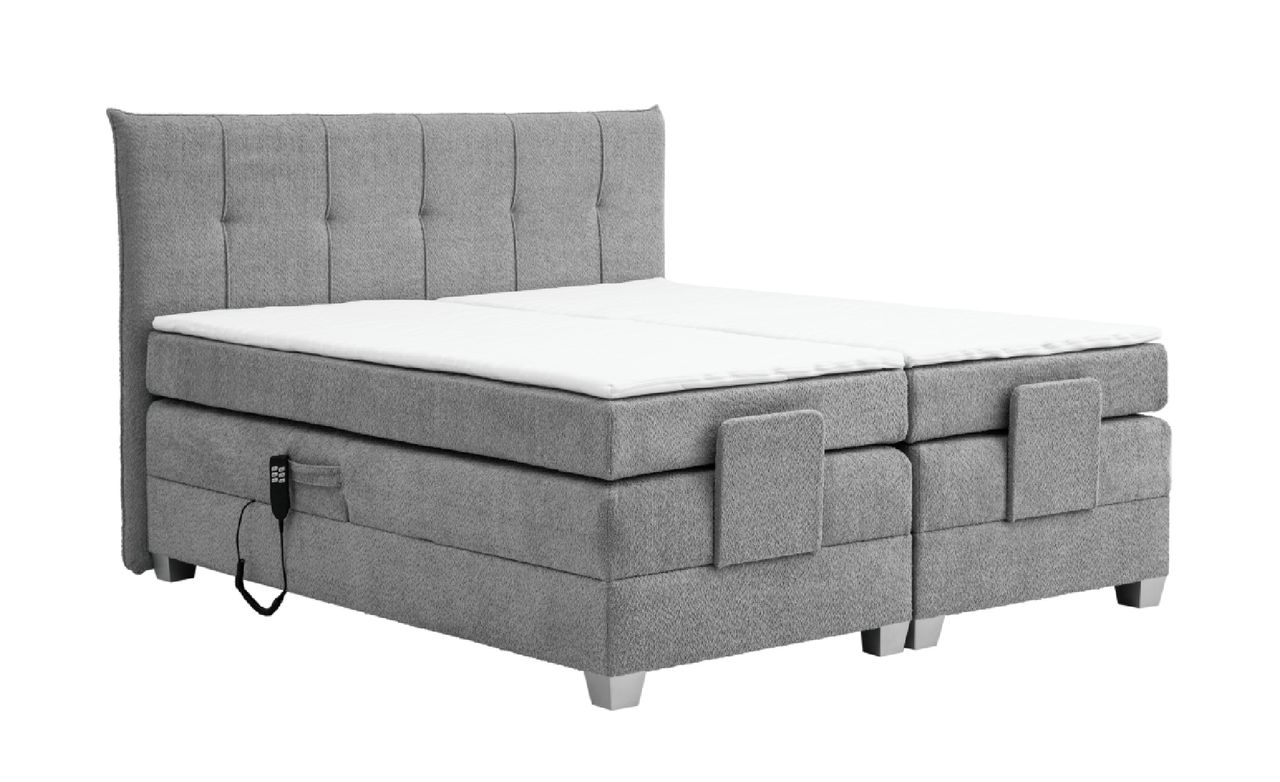 Boxspringbett BERN 140x200 cm mit Motor grau Coral 75