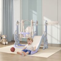Rutsche 4-in-1 Kinderrutsche mit Schaukel Basketballkorb Klettergerüst Hellblau
