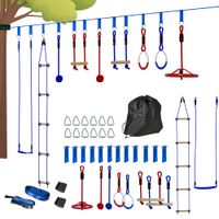 Ninja Warrior Hindernisparcours für Kinder 10 m Ninja Slackline Kit Blau