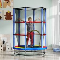 Kindertrampolin, Ø140 cm Trampolin für Kinder mit Sicherheitsnetz, Bunt